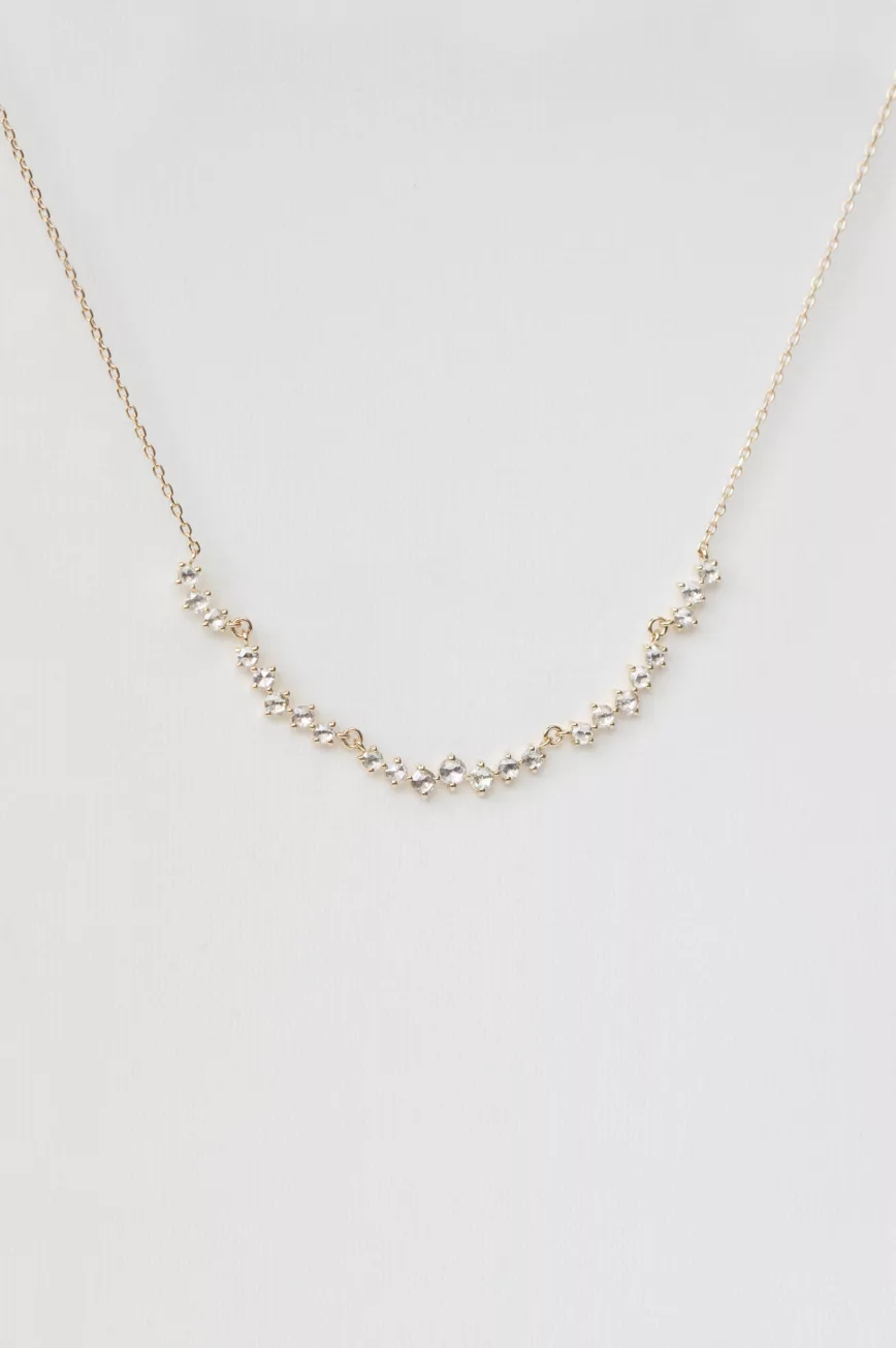 Yellow gold necklace multiple rosecut diamonds twisted curved chain Celine Daoust