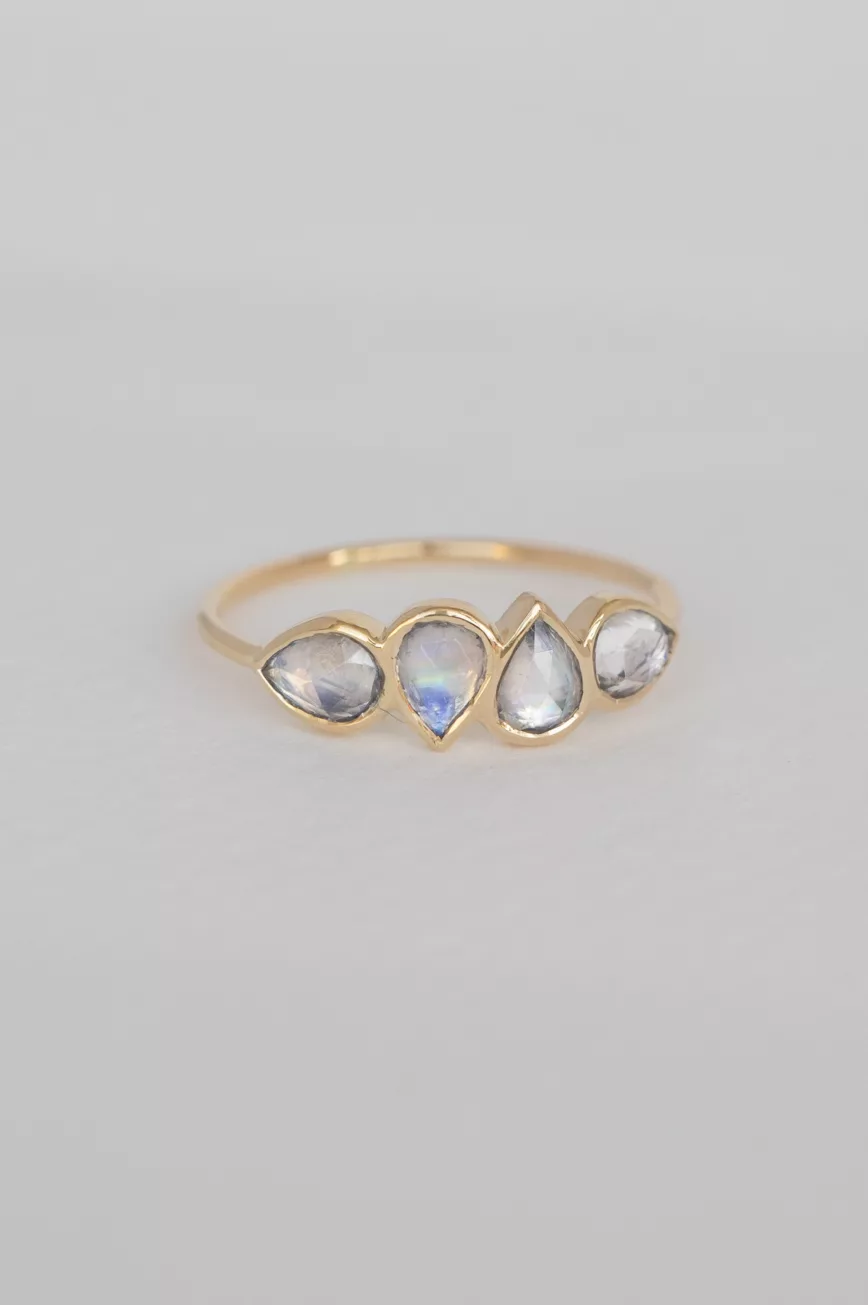 Celine Daoust yellow gold One of a Kind 5 Moonstone Ring