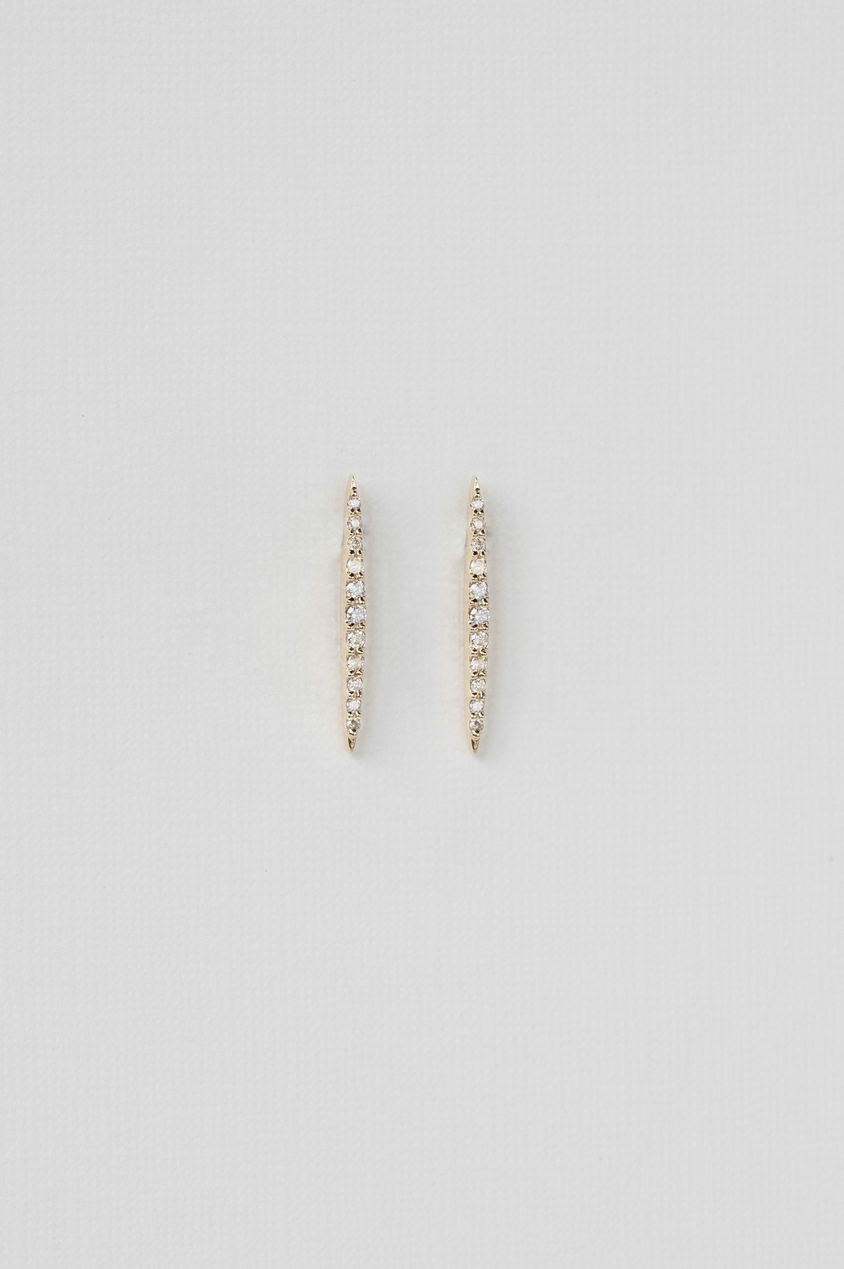 Yellow gold drop earrings linear diamond sunbeam bar pair Celine Daoust