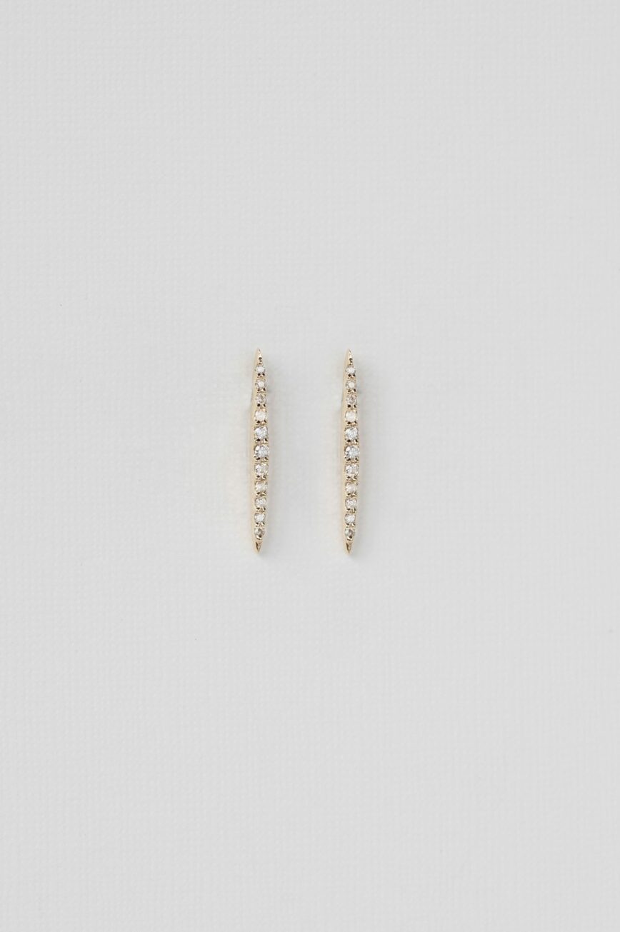 Yellow gold drop earrings linear diamond sunbeam bar pair Celine Daoust