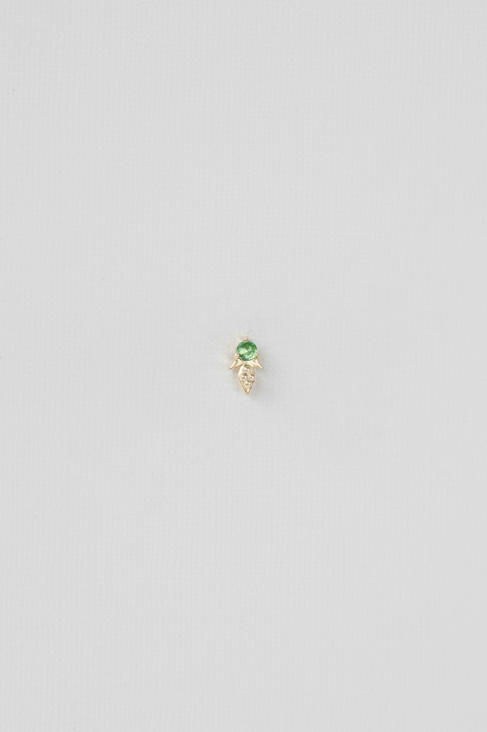 Yellow gold single stud earring marquise tsavorite garnet diamond accent Celine Daoust