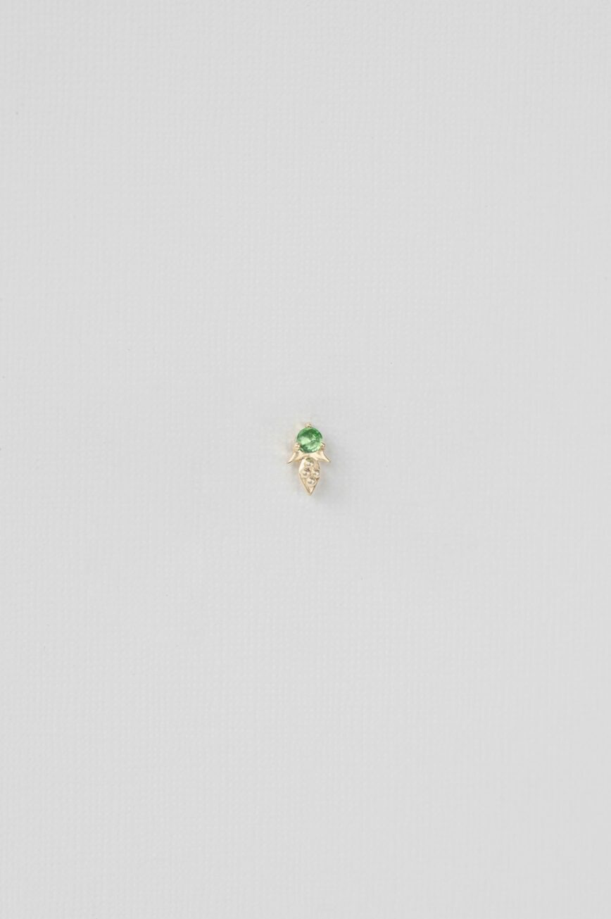 Yellow gold single stud earring marquise tsavorite garnet diamond accent Celine Daoust