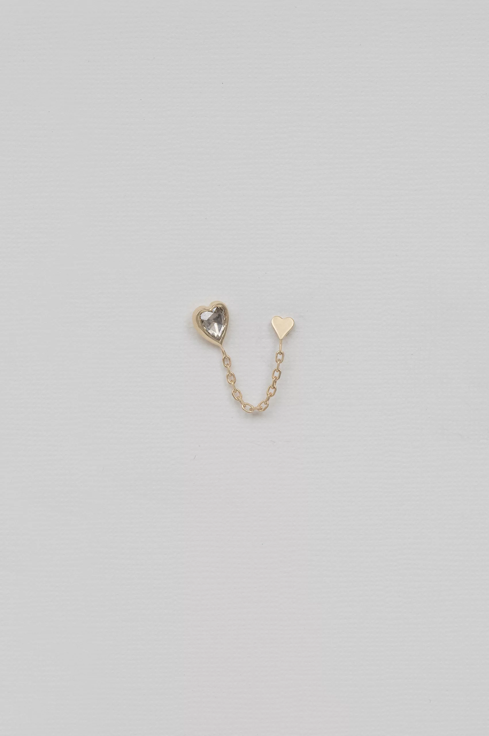 Gold chain earring champagne diamond heart solid gold heart charm Céline Daoust