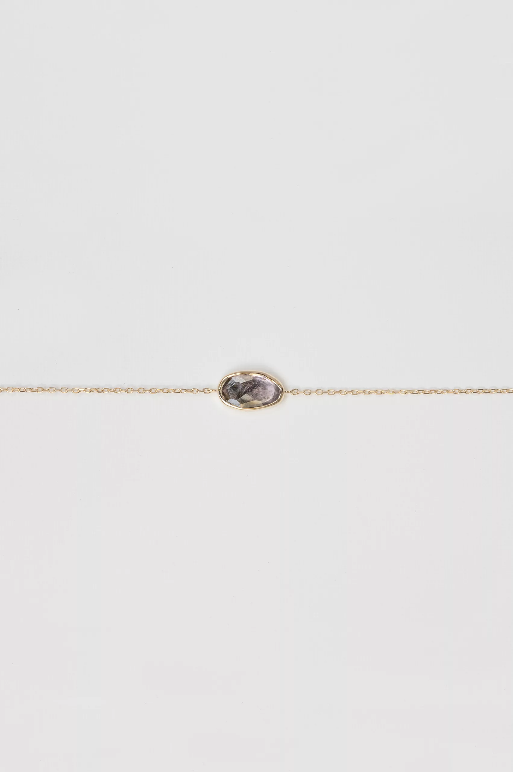 Gold chain bracelet single oval watermelon tourmaline bezel Céline Daoust