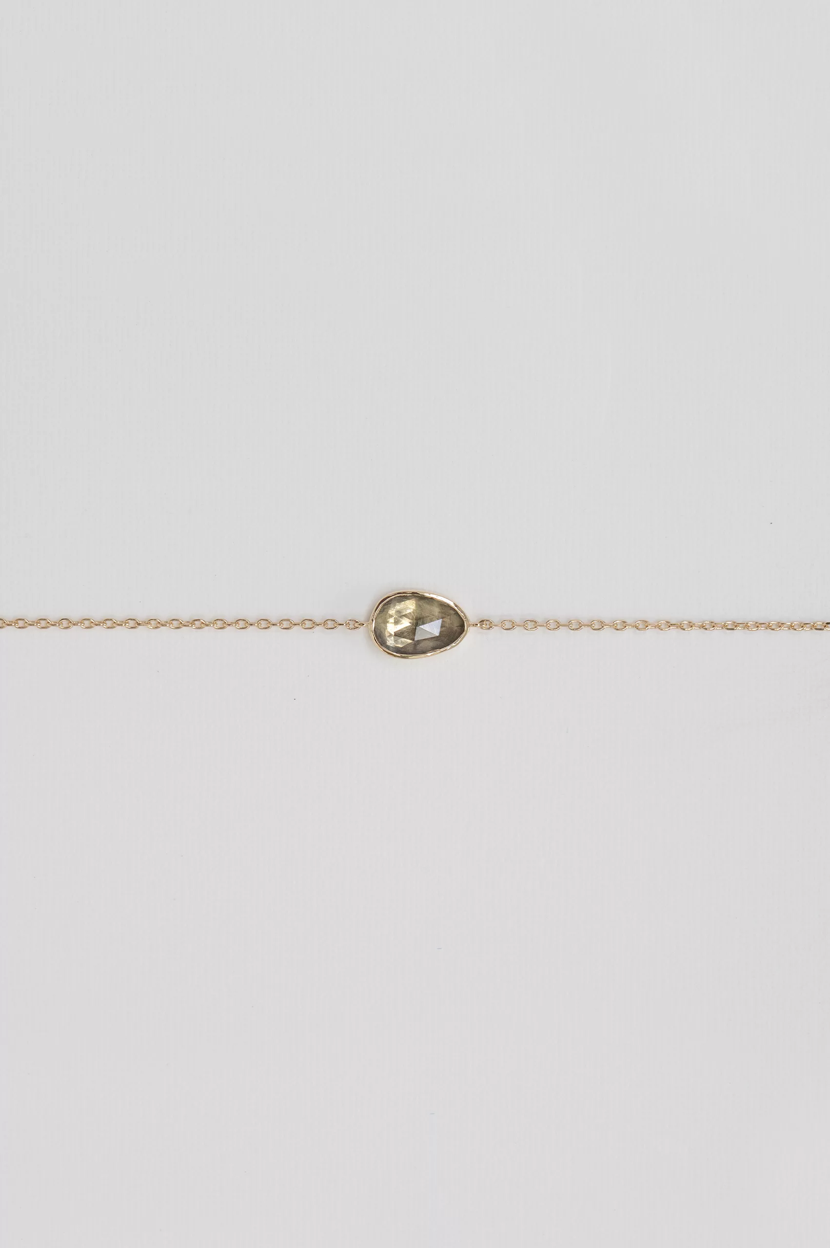 Yellow gold chain bracelet single freeform ocre tourmaline bezel station Celine Daoust